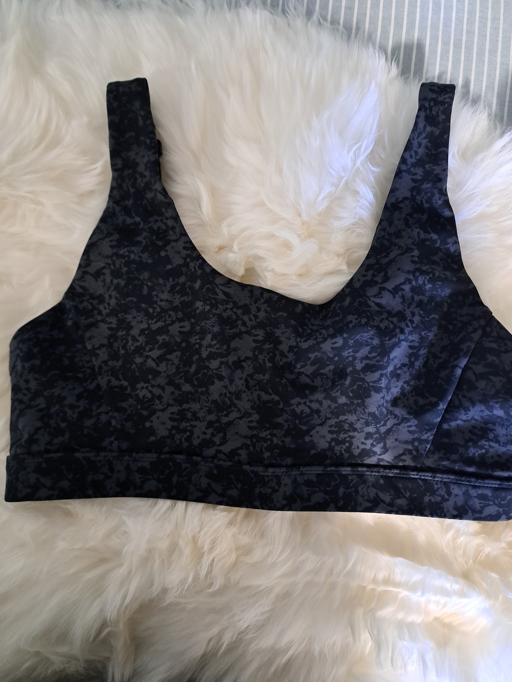 Black Patterned Scoop Sports Bra